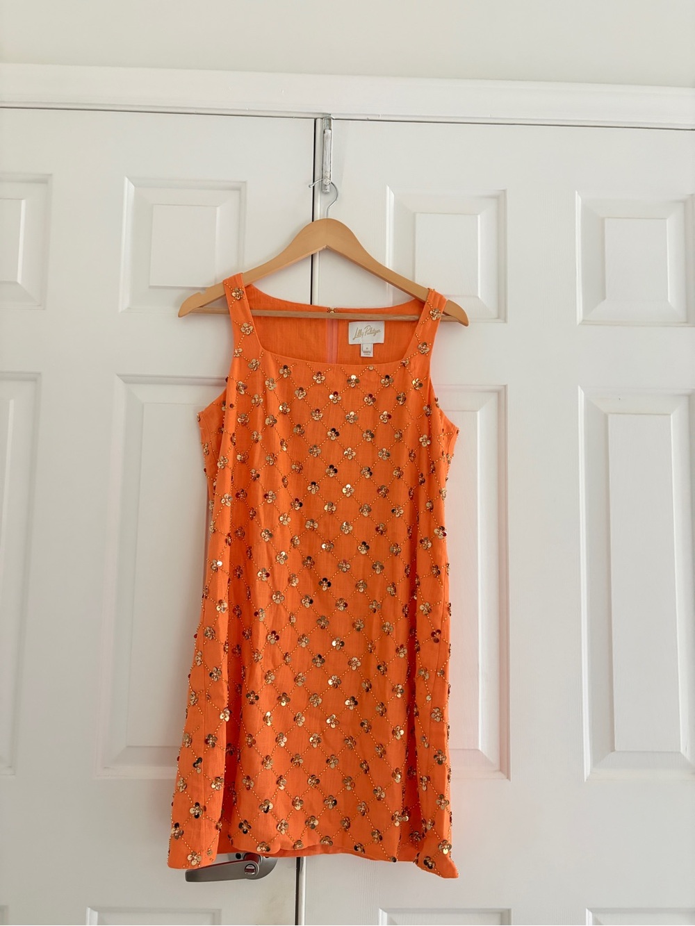 Lilly Pulitzer Orange Sleeveless Sequin Shift Dress